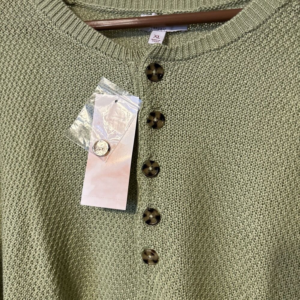 New Directions Woman’s Size XL Green Light Weight Sweater Top Long Sleeve NEW - Picture 2 of 5